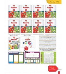 Ripples Book (PP3) Part 1 to Part 8 + Wipe – Clean Fun Mat book for Sr.Kg